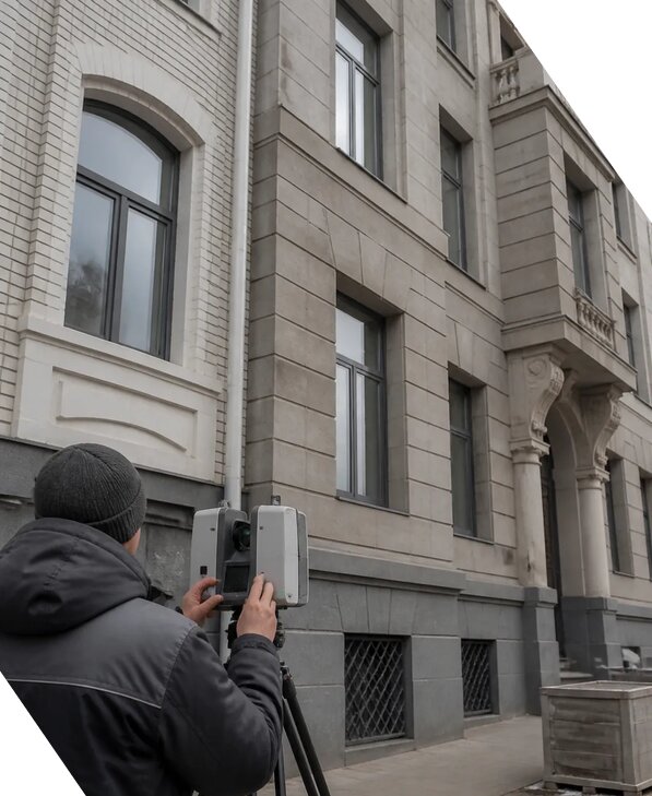 Лазерное сканирование фасадов зданий для обследования в Калуге